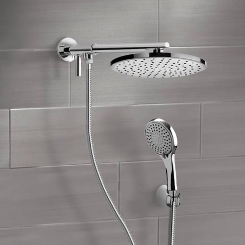 Dual Shower Head Set With 2-Way Diverter Shower Head Arm Remer DSH01